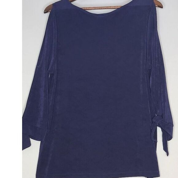 Chicos travelers pull over Top  Deep Purple 3/4  Open Sleeve with Tie at the Cuf - Picture 1 of 7